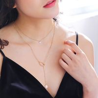 Ladies Metal Shaped Ring Natural Freshwater Pearl Pendant Necklace main image 1