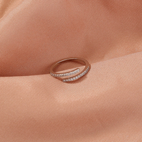 Fashion Thin Single Circle Simple Zircon Adjustable Copper Ring main image 1