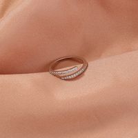 Fashion Thin Single Circle Simple Zircon Adjustable Copper Ring main image 3