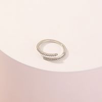 Fashion Thin Single Circle Simple Zircon Adjustable Copper Ring main image 6