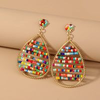 Bohemian Multi-color Beads Drop-shaped Pendant Exaggerated Alloy Earrings main image 1