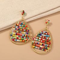 Bohemian Multi-color Beads Drop-shaped Pendant Exaggerated Alloy Earrings main image 3