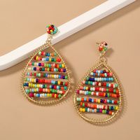 Bohemian Multi-color Beads Drop-shaped Pendant Exaggerated Alloy Earrings main image 5