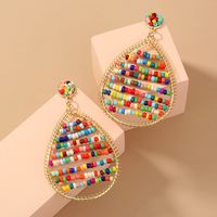 Bohemian Multi-color Beads Drop-shaped Pendant Exaggerated Alloy Earrings main image 6