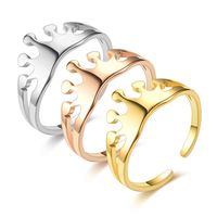 Fashion New Crown Titanium Steel Adjustable Couple Ring main image 1