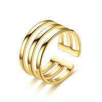Fashion New Adjustable Titanium Steel Hollow Couple Ring main image 4