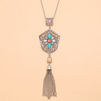 New Exaggerated Hollow Geometric Tassel Long Alloy Necklace main image 6