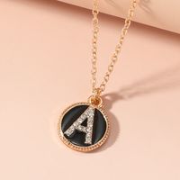 Fashion Creative Dripping Oil Round Letter A Pendant Alloy Necklace main image 3