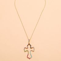 Simple Fashion Geometric Hollow Cross Color Pendent Alloy Necklace main image 5