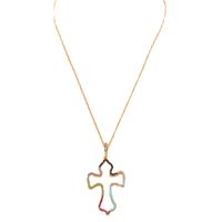 Simple Fashion Geometric Hollow Cross Color Pendent Alloy Necklace main image 6