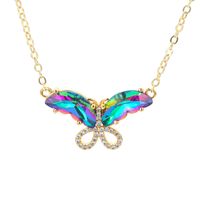 Fashion New Color Zircon Multicolor Butterfly Copper Clavicle Chain Wholesale main image 2