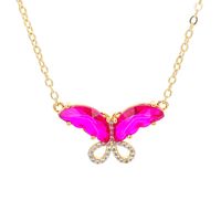 Fashion New Color Zircon Multicolor Butterfly Copper Clavicle Chain Wholesale main image 3
