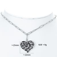 Copper 18k Gold-plated Micro-inlaid Zircon Drop Nectarine Heart Leopard Necklace main image 6