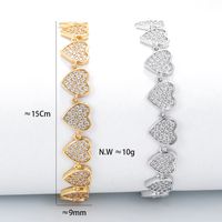 Mode Rangée Complète De Bracelet En Zircon De Cuivre En Forme De Coeur De Pêche En Gros main image 5