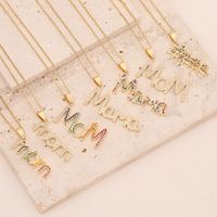 New Mother's Day Gift Letter Pendant Copper Micro-encrusted Zircon Necklace main image 2