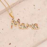 New Mother's Day Gift Letter Pendant Copper Micro-encrusted Zircon Necklace main image 4