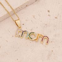 New Mother's Day Gift Letter Pendant Copper Micro-encrusted Zircon Necklace main image 5