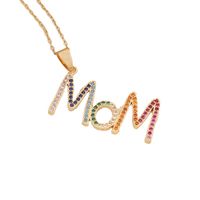 New Mother's Day Gift Letter Pendant Copper Micro-encrusted Zircon Necklace main image 6