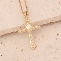 Wholesale Fashion Cross Copper Inlaid Zircon 18K Gold Plated main image 5
