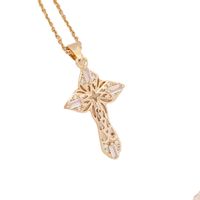 Wholesale Fashion Cross Copper Inlaid Zircon 18K Gold Plated main image 6