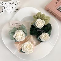 Fashion Simple White Rose Hair Rope  Flower Head Rope Hair Accessories main image 4