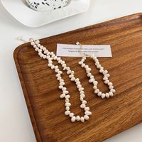 Fashion Retro Baroque Irregular Petal Freshwater Pearl Necklace Bracelet For Women main image 4