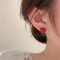 2022 New Cute Tulip Flower Drip Oil Stud Earrings main image 3