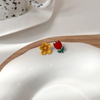 2022 New Cute Tulip Flower Drip Oil Stud Earrings main image 6