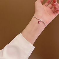 Fashion Simple Red Heart-shaped Bamboo Stainless Steel Bracelet main image 4