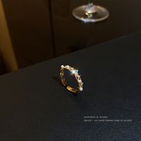 Fashion Simple Pearl Ring Micro-encrusted Zircon Copper Ring main image 1
