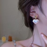 Fashion Heart-shaped Pearl Earrings Simple Alloy Drop Earrnigs main image 2
