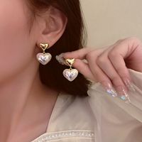Fashion Heart-shaped Pearl Earrings Simple Alloy Drop Earrnigs main image 3