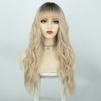 Wigs European And American Ladies Wigs Two-color Bangs Qi Bangs Long Curly Hair Big Wave Head Cover Chemical Fiber Wigs Wigs main image 2