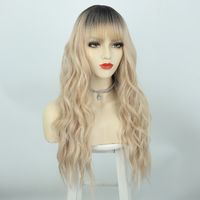 Wigs European And American Ladies Wigs Two-color Bangs Qi Bangs Long Curly Hair Big Wave Head Cover Chemical Fiber Wigs Wigs main image 5