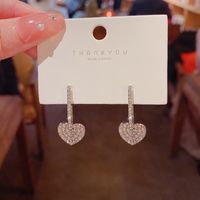 Fashion Full Of Diamond Heart Pendant Alloy Earrings Female main image 2