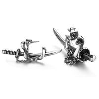 Fashion Geometric Cross Sword Chain Men's Titanium Steel Earrings sku image 1