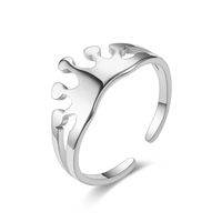 Fashion New Crown Titanium Steel Adjustable Couple Ring sku image 1