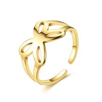 Anillo Simple De Acero De Titanio Ajustable A La Moda, Joyería De Oro De 24 Quilates Para Mujer sku image 31