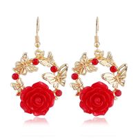 Cute Butterfly Ear Hook Resin Flower Garland Earrings sku image 1