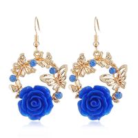 Cute Butterfly Ear Hook Resin Flower Garland Earrings sku image 2