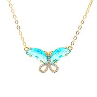 Fashion New Color Zircon Multicolor Butterfly Copper Clavicle Chain Wholesale sku image 3