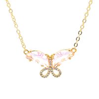 Fashion New Color Zircon Multicolor Butterfly Copper Clavicle Chain Wholesale sku image 7