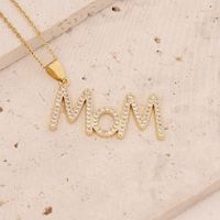 New Mother's Day Gift Letter Pendant Copper Micro-encrusted Zircon Necklace sku image 3
