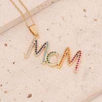 New Mother's Day Gift Letter Pendant Copper Micro-encrusted Zircon Necklace sku image 6