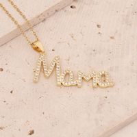 New Mother's Day Gift Letter Pendant Copper Micro-encrusted Zircon Necklace sku image 4