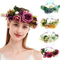 New Simulation Fabric Flower Garland Bridal Headwear Adjustable Hair Accessories main image 1