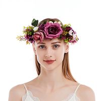 New Simulation Fabric Flower Garland Bridal Headwear Adjustable Hair Accessories main image 4