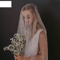 Simple Retro Pearl Veil Hair Comb Bridal Veil main image 1