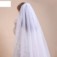 Simple Wedding Solid Color Veil Double-layer Large Trailing Long Veil main image 3
