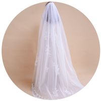 Simple Wedding Solid Color Veil Double-layer Large Trailing Long Veil main image 6